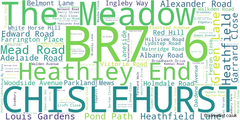 A word cloud for the BR7 6 postcode